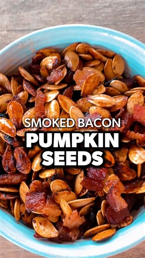 Smoke up your pumpkin seeds with some bacon, sugar and rub. | Girls Can Grill