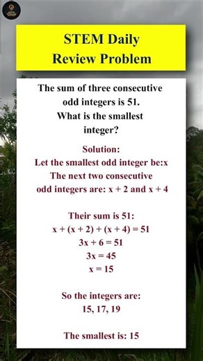 STEM Number Problem | Three Consecutive Odd Integers #shorts