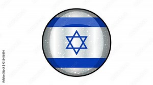 Animated Israel flag cartoon illustration with glitter animation