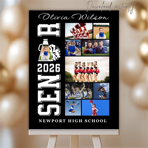 Cheer Senior Photo Collage Template Cheer Senior Night Poster Senior Night Gift Graduation Party Decor Senior Editable Cheerleader Girls - Etsy