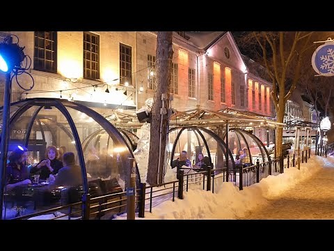 Beautiful Winter Night Walk in Quebec City Christmas Lights