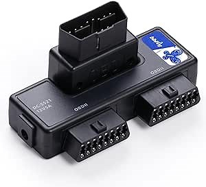 OBDII Splitter with Rotatable Male Port, bbfly-B33 1 Male Splitter to 2 Female J1962 Adapter (1 Pack)