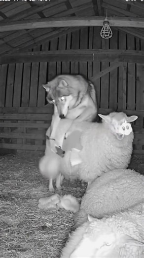 “Night Vision Surprise: Wolf Caught ‘Shearing’ a Sheep on Camera!” A bizarre and hilarious night-vision barn recording shows a wolf standing behind a calm sheep while holding electric shearing clippers, as if giving it a haircut. Captured on a security camera in the middle of the night, this surreal moment looks both funny and unbelievably real. Watch the full strange encounter and see why this clip is going viral! If you love unexpected animal moments, barn footage, or weird night-vision clips,