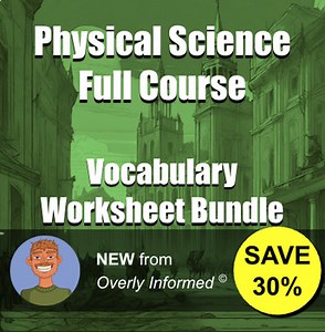 Physical Science Full Course Vocabulary Worksheet Bundle