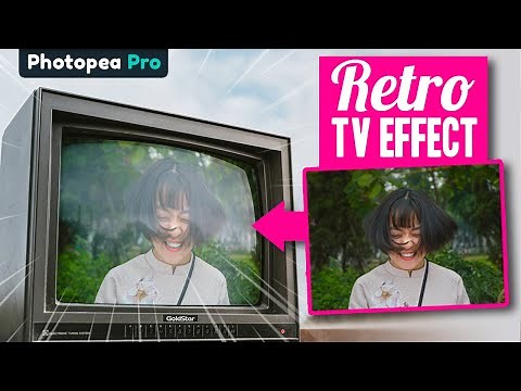 Photopea Tutorial - Retro TV Effect Using Custom Images (Simple compositing trick)