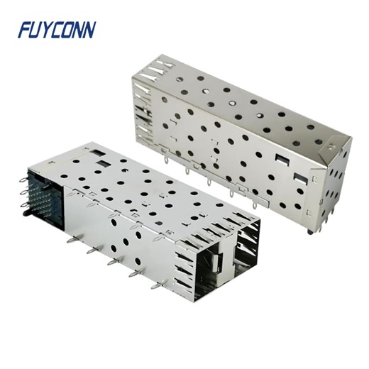 2x1 Ports Housing Shielded SFP Cage With Connector Press-Fit Stackable 2-by-1 Multi-Port Female SFP Connector W/o Light Pipe