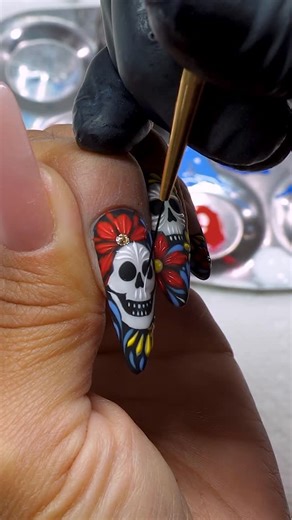 Nail Artist | Shawnee, Kansas🌻 | 💀Día de Muertos nails — watch the tutorial on my YouTube channel ‼️🎥💅 I created this look using the best brushes & gel paints from... | Instagram