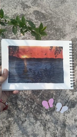 Seascape Acrylic painting 🎨 #seascape #sunset