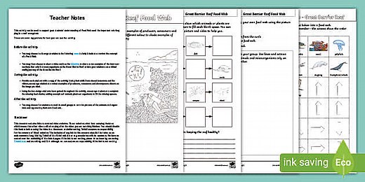 Great Barrier Reef Food Web Activity