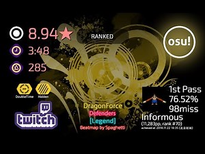 Informous丨76.52% 1st (HD)DT Pass丨DragonForce - Defenders [Legend] +HDDT