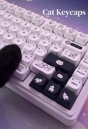 Adorable Cat-Themed Keycaps for Mechanical Keyboards