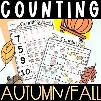 Fall Math Practise Worksheets Counting to 10 Activities Kindergarten Pre-K