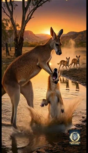 Kangaroo vs Dingo Pack: The River Fight #WildlifeFacts #KangarooVsDingo #AnimalSurvival #Nature