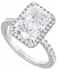 Badgley Mischka Certified Lab Grown Diamond Radiant-Cut Halo Engagement Ring (4-1/2 ct. t.w.) in 14k Gold - Macy's