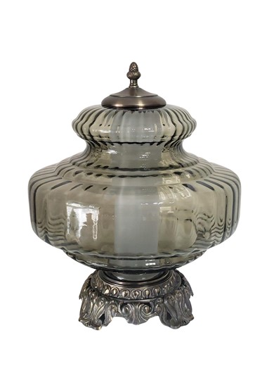 Vintage Hurricane Lamp Night Light Mid Century Table Lamp Gray Green 15" Tall New Wiring Socket Light Bulb In-line Toggle Switch Installed - Etsy