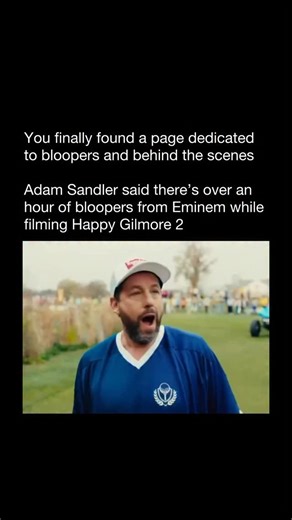 Iconic Bloopers on Instagram: "According to Adam Sandler, there’s reportedly over an hour of bloopers from Eminem while filming Happy Gilmore 2 — and honestly, that might be the most exciting part of the movie. Eminem is famously meticulous in the studio, but put him on a comedy set and it’s a different story. Sandler hinted that Em kept breaking character, laughing through takes, and delivering lines so unexpectedly that entire scenes collapsed into chaos. If even half of those bloopers ever se