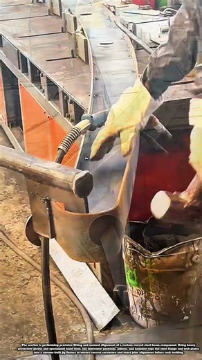 🔥 Crafting Precision: Curved Structural Steel Fabrication #skills #steel #work #unique #machine