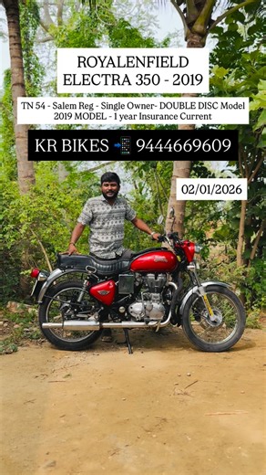 கிஷோர் ராஜா on Instagram: "💥💥💥FOR SALE💥💥💥 ROYAL ENFIELD Bullet ELECTRA 350 2019 Model SINGLE OWNER BS4 Carburetor Insurance Current 1 year Front & Back DOUBLE DISC BRAKE (Special Variant) Self Start BULLET TN 54 Salem Reg FrontTyre 70% & NEW BackTyre Smooth Engine Bike In Good Condition Price ₹ : 1,38,000 /- Very Little Negotiable Contact : 9444669609 Location : Gobichettipalayam"