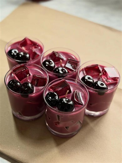 Handmade Cherry Cocktail Candle | Gel & Soy Wax, Dessert - Etsy