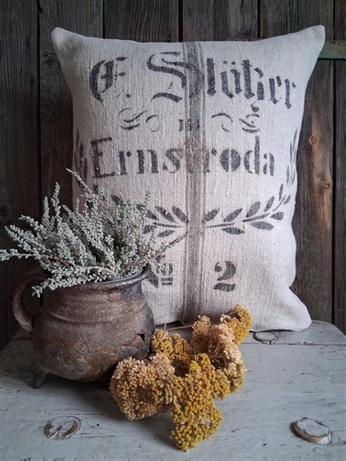 RARE! Large Pillowcase Made From Antique Handwoven Grain Burlap*linen Sack...beautiful Linen Pillow*primitive Peasant Pillow - Etsy