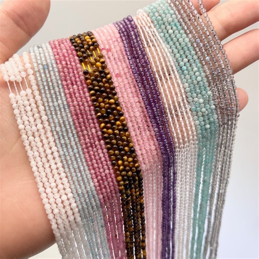 Gemstone Round Beads: Tiny Crystal DIY Beads for Jewelry Making - Etsy UK