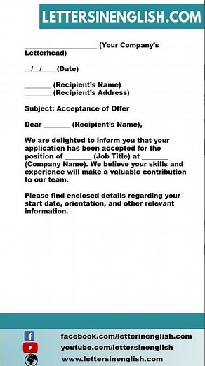 Acceptance Letter for Successful Job Application on Company Letterhead