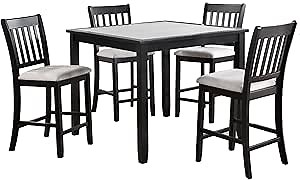 Amazon.com - Benjara Nick 5 Piece Counter Height Dining Table and Chairs Set, Black, White - Table & Chair Sets