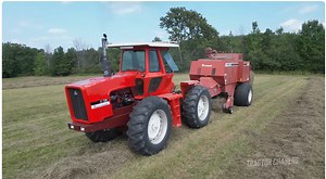 Watch these 3 Allis Chalmers tractors bale hay on a farm. Tractors include a D19, 7580 and 7040. -- Tractor Chasers