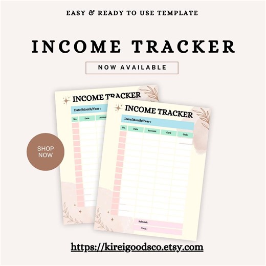 Income Tracker Printable for Budgeting & Side Hustles| Monthly Income Log and Profit Tracker - Etsy