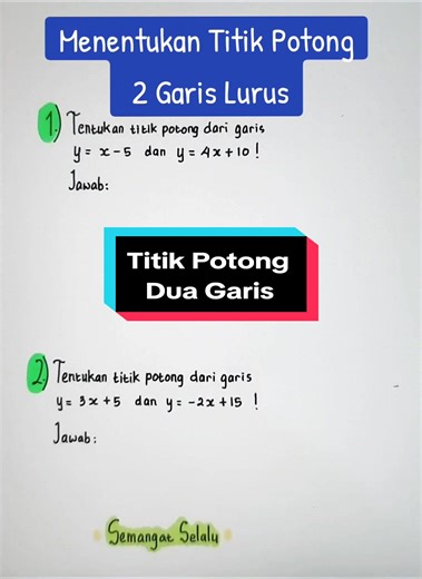 Rumus Titik Potong 2 Garis Lurus Mudah | Video Edukasi Matematika