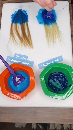 Aquamarine Hair Color Comparison: Full Strength vs. Diluted