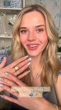 #asmr Prettiest Press On Nails 🩵✨ #asmrvideo #asmrtriggers #tingles #relax #pressonnails #nails