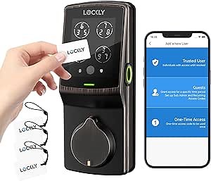 Lockly Secure Plus, RFID Card Smart Lock, Keyless Entry Door Lock, Smart Locks for Front Door, PIN Genie® Keypad, 3D Biometric Fingerprint Sensor, Auto Lock Smart Door Lock