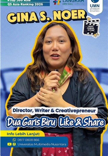 JWC Road to Campus bareng Kak Gina S. Noer di UMN! Ngga cuma ngobrol soal proses kreatif di balik sebuah film, mahasiswa film UMN juga berkesempatan konsultasi langsung tentang karya mereka dan dapet insight dari perjalanan karier Kak Gina🎬 Kak Gina juga berbagi pesan untuk terus berani berkarya dan belajar untuk sineas muda UMN!😎✨ Yuk, kenalan lebih jauh sama fakultas dan program studi pilihanmu di UMN. See you, Sahabat UMN!🙌✨ ——— Instagram: @universitasmultimedianusantara TikTok: @join.umn 
