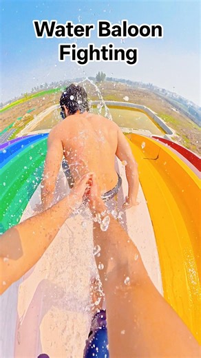 Epic Water Slide Balloon Attack 😂💦 #Shorts #WaterSlide #Prank #Funny #Viral