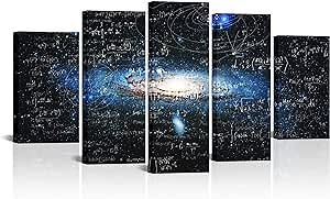Canvbay Space Universe Canvas Wall Art Nebula Galaxy with Physical and Mathematical Formulas Picture Prints Outer Space Cosmic Cloud Landscape Artwork Framed Decor for Boys Modern Home Living Room