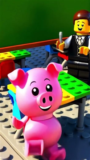 LEGO Piggy Goes to School 🐷🏫 | Funny Cartoon Rhyme for Kids | Viral Short Animation #cartoon #baby