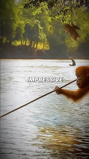 Orangutan Fishing With Spear Caught On Camera 😳🦧 #joerogan