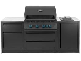 Napoleon OASIS 84-Inch Outdoor Kitchen with 700 Series 32-Inch 4-Burner Gas Grill with Infrared Rear Burner, Rotisserie Kit, Side Sear Station Burner - Stainless Steel Waterfall Panels