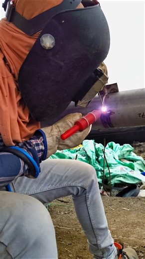 stainless steel ER-316 welding procedure for pipelines using argon root non-parting 🧑‍🏭#shorts#love