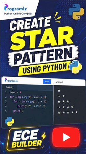 creating a star pattern using pythoncreating a star pattern using python#pattern #shorts #shortsfeed