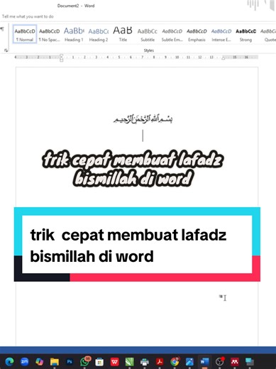 trik cepat membuat lafadz bismillah di word #tutorial #bismillahfyp