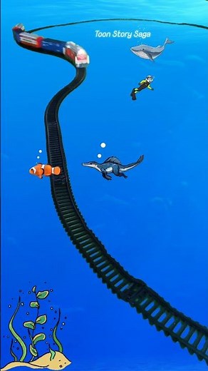 Mosasaurus is following clownfish and the underwater train is approaching fast | Sea Dinosaur Video