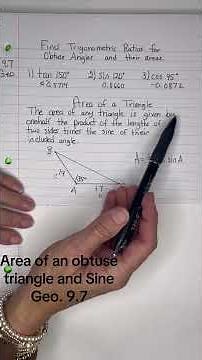 Geo. 9.7 Finding the area of an obtuse triangle using Sine #sine #trigonometry #area