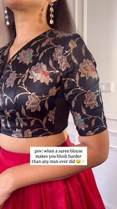 Sharama gayi main toh hai hai… when a FlexiFit blouse fits so perfectly, even I don’t know where to look. Comfort? Check. Shape? Check. Compliments? Endless. 💕 Comment below for a link! 🔗 #sareefashion #sareeblousedesigns #indiansinusa #indiansindubai #indiansincanada #indiansinuk #indiansingermany #sareeblouses #indianwearlove #festivewear #festiveblouse #embroideredblouse #handembroidered #wedding #weddingfits | Binks - Personal Fashion for Women