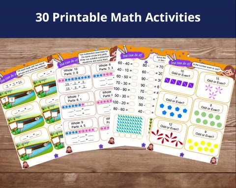 Math Worksheets for Kids Ages 4-7, Addition Subtraction Printable (PDF Download)