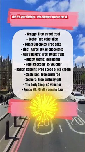 🇬🇧 Do you know that you can get many BIRTHDAY FREEBIES in the UK !!! HAPPY BIRTHDAY!