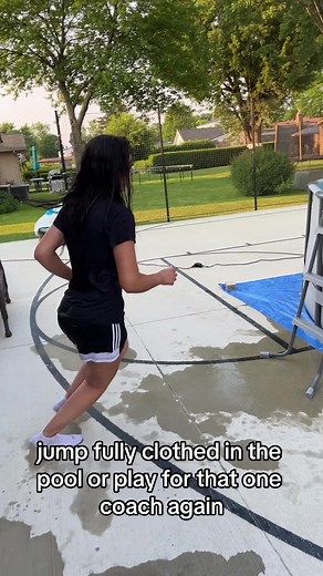 took more than one try😭 #fypツ #pool #trending #basketball | jump in the pool with clothes