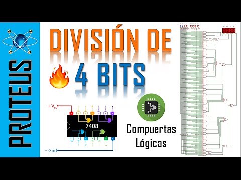 ⚡ Divisor de 4 bits con Compuertas Lógicas en Proteus
