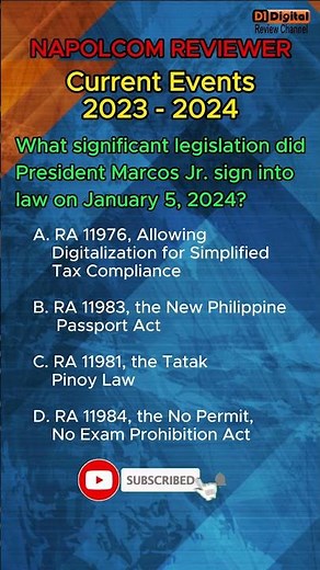 Free Daily Napolcom Exam Reviewer - Current Events 2023-2024